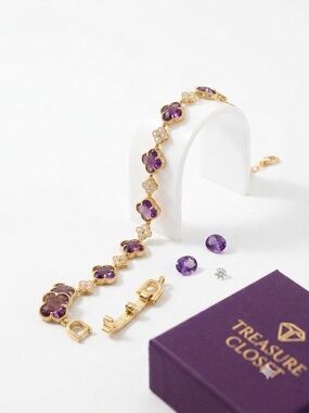 14k Gold - Filled Bracelet with Purple Gemstones